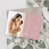 Modern Elegant Script Photo Baptism Dank je kaart