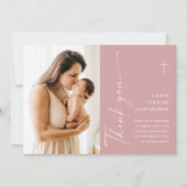 Modern Elegant Script Photo Baptism Dank je kaart (Voorkant)
