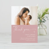 Modern Elegant Script Photo Baptism Dank je kaart (Staand voorkant)