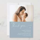 Modern Elegant Script Photo Baptism Dank je kaart (Voorkant)