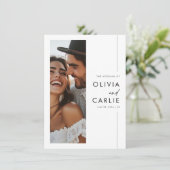 Modern Elegant Script Photo Budget Bruiloft Kaart (Staand voorkant)