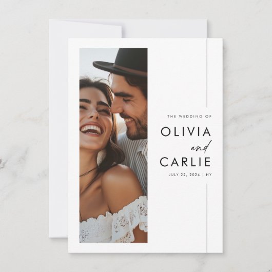 Modern Elegant Script Photo Budget Bruiloft Kaart (Voorkant)