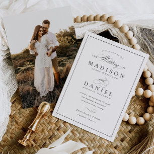 Modern Elegant Script Photo Budget Bruiloft Kaart