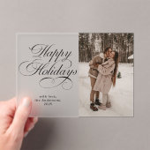 Modern Elegant Script Photo Collage Christmas Card Acryl Uitnodigingen (Insitu (Draagbaar))