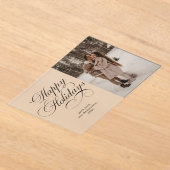 Modern Elegant Script Photo Collage Christmas Card Acryl Uitnodigingen (Laagn)