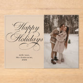 Modern Elegant Script Photo Collage Christmas Card Acryl Uitnodigingen (Voorkant)