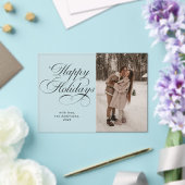 Modern Elegant Script Photo Collage Christmas Card Acryl Uitnodigingen (Insitu (Huwelijk))