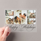 Modern Elegant Script Photo Collage Christmas Card Acryl Uitnodigingen (Insitu (Draagbaar))