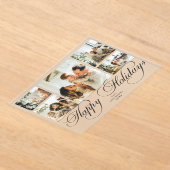 Modern Elegant Script Photo Collage Christmas Card Acryl Uitnodigingen (Laagn)