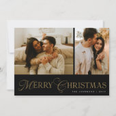 Modern Elegant Script Photo Collage Christmas Feestdagenkaart (Voorkant)