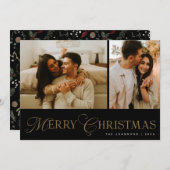 Modern Elegant Script Photo Collage Christmas Feestdagenkaart (Voorkant / Achterkant)