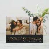 Modern Elegant Script Photo Collage Christmas Feestdagenkaart (Staand voorkant)