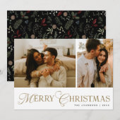 Modern Elegant Script Photo Collage Christmas Feestdagenkaart (Voorkant / Achterkant)