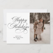 Modern Elegant Script Photo Collage Red Christmas Feestdagenkaart (Voorkant)