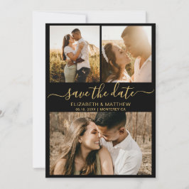 Modern Elegant Script Photo Collage Wedding Save T Save The Date