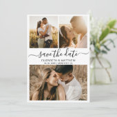 Modern Elegant Script Photo Collage Wedding Save T Save The Date (Staand voorkant)