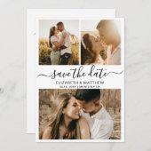 Modern Elegant Script Photo Collage Wedding Save T Save The Date (Voorkant / Achterkant)