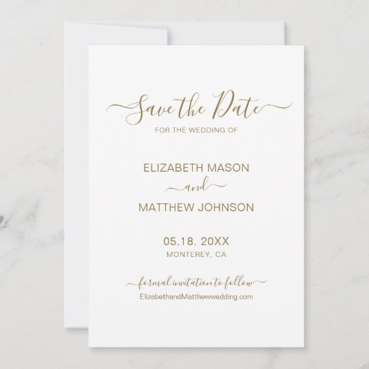 Modern Elegant Script Photo Collage Wedding Save T The Date (Achterkant)