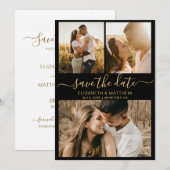Modern Elegant Script Photo Collage Wedding Save T The Date (Voorkant / Achterkant)