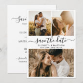 Modern Elegant Script Photo Collage Wedding Save T The Date (Voorkant / Achterkant)