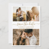 Modern Elegant Script Photo Collage Wedding Save The Date (Voorkant)
