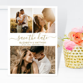 Modern Elegant Script Photo Collage Wedding Save The Date