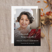 Modern Elegant Script Photo Funeral Flat Programmakaart