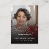 Modern Elegant Script Photo Funeral Welcome Sign Visitekaartje (Voorkant)