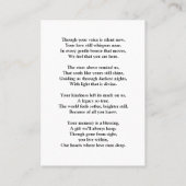 Modern Elegant Script Photo Funeral Welcome Sign Visitekaartje (Achterkant)