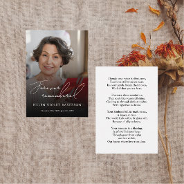 Modern Elegant Script Photo Funeral Welcome Sign Visitekaartje