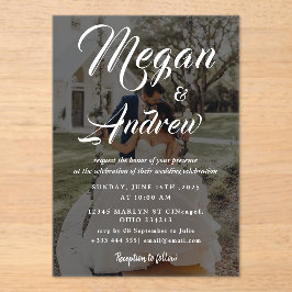 Modern Elegant Script Photo Wedding Acryl Uitnodigingen