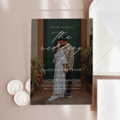 Modern Elegant Script Photo Wedding Acryl Uitnodigingen