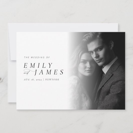 Modern Elegant Script Photo Wedding Kaart (Voorkant)