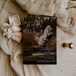 Modern Elegant Script Photo Wedding Kaart