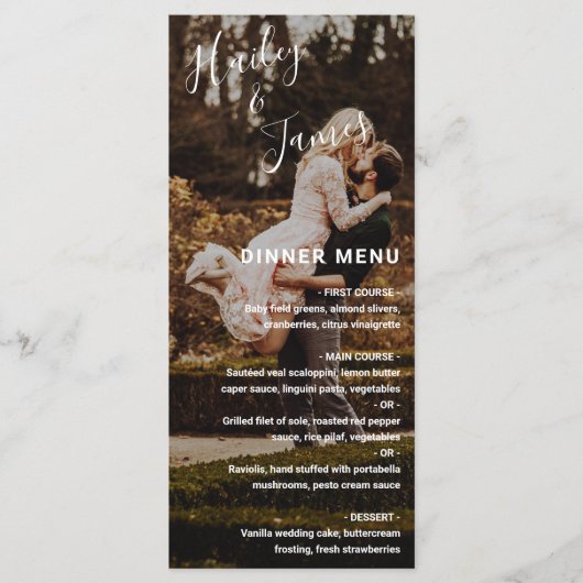 Modern Elegant Script Photo Wedding Menu (Voorkant)