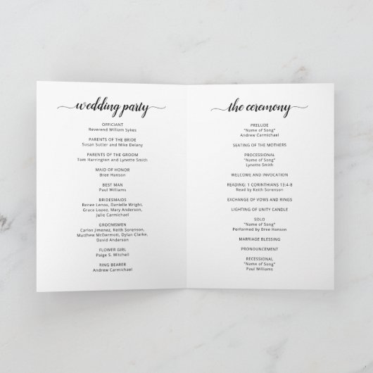 Modern Elegant Script Photo Wedding Programma (Binnen)