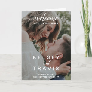 Modern Elegant Script Photo Wedding Programma
