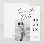Modern Elegant Script Photo Wedding Save the Date (Voorkant / Achterkant)