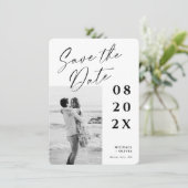 Modern Elegant Script Photo Wedding Save the Date (Staand voorkant)
