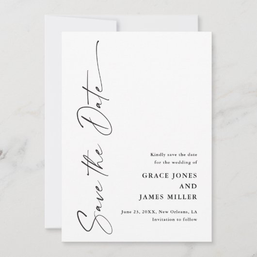 Modern Elegant Script Photo Wedding Save The Date (Voorkant)