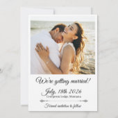 Modern Elegant Script Photo Wedding Save The Date (Achterkant)