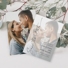 Modern Elegant Script Photo Wedding Save The Date