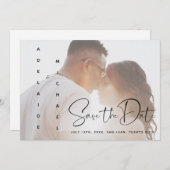 Modern Elegant Script Photo Wedding Save the Date (Voorkant / Achterkant)