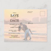Modern Elegant Script Photo Wedding Save the Date Aankondigingskaart (Achterkant)