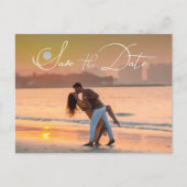 Modern Elegant Script Photo Wedding Save the Date Aankondigingskaart (Voorkant)