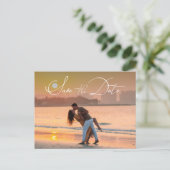 Modern Elegant Script Photo Wedding Save the Date Aankondigingskaart (Staand voorkant)