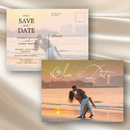 Modern Elegant Script Photo Wedding Save the Date Aankondigingskaart