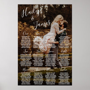 Modern Elegant Script Photo Wedding Seding Chart Poster