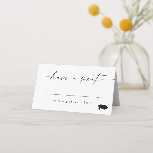Modern Elegant Script Place Card Pork Optie Plaatskaartje (Voorkant)