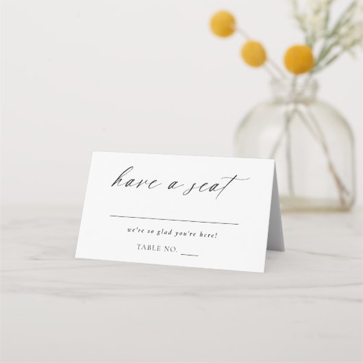 Modern Elegant Script Place Card Tafelnummer Plaatskaartje (Voorkant)